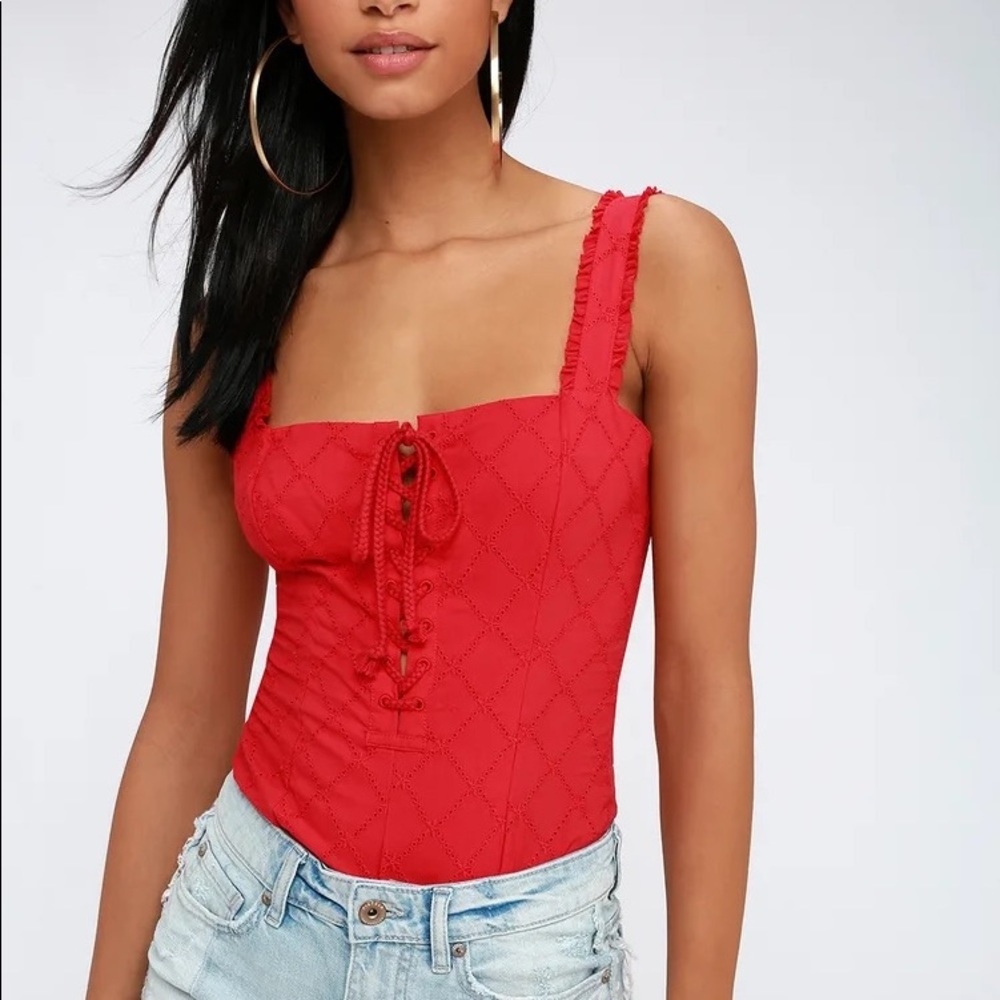 Free People Red Bodysuit XS